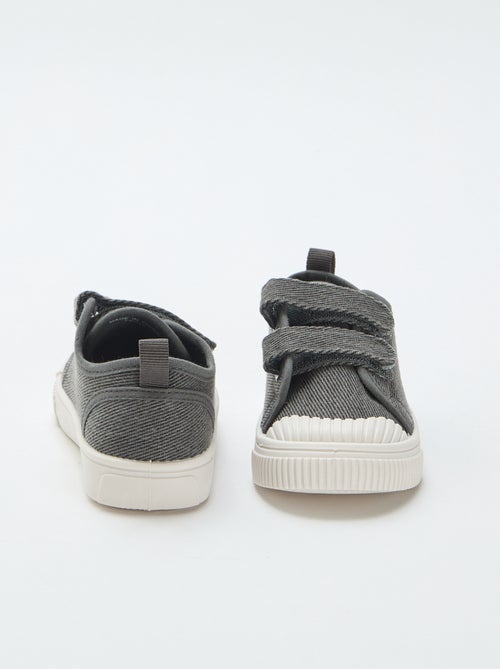 Low-top canvas trainers with hook-and-loop straps - Kiabi