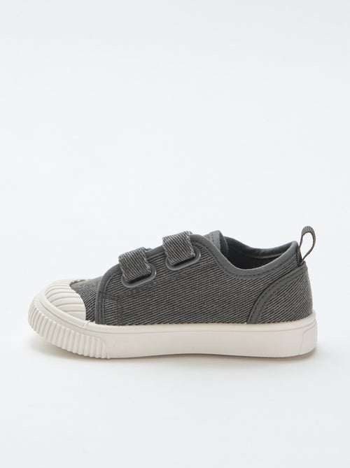 Low-top canvas trainers with hook-and-loop straps - Kiabi