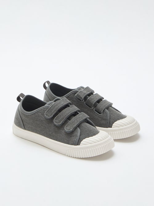 Low-top canvas trainers with hook-and-loop straps - Kiabi