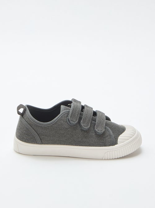 Low-top canvas trainers with hook-and-loop straps - Kiabi