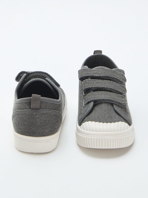 Low-top canvas trainers with hook-and-loop straps - Kiabi