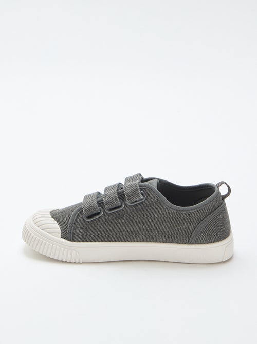 Low-top canvas trainers with hook-and-loop straps - Kiabi