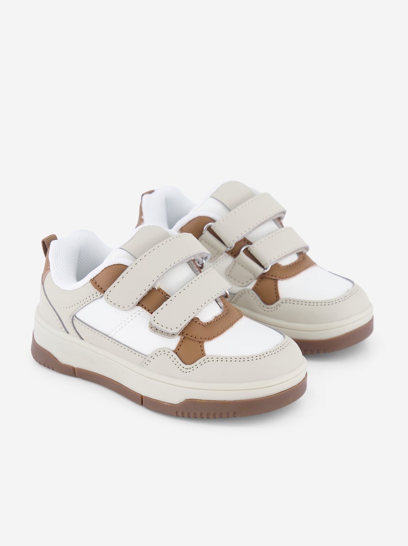 Low-top faux leather sneakers Beige - Kiabi