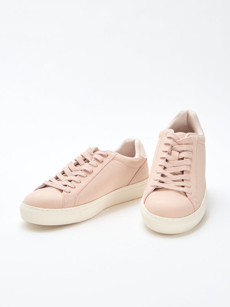 Low-Top Faux Suede Sneakers Beige - Kiabi