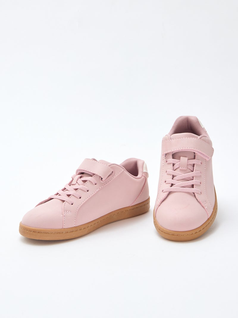 Low-Top-Sneakers aus Wildlederimitat mit Klettverschluss Rosa - Kiabi