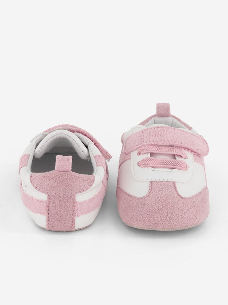 Low-top sneakers with hook-and-loop and lace fastening Pink - Kiabi