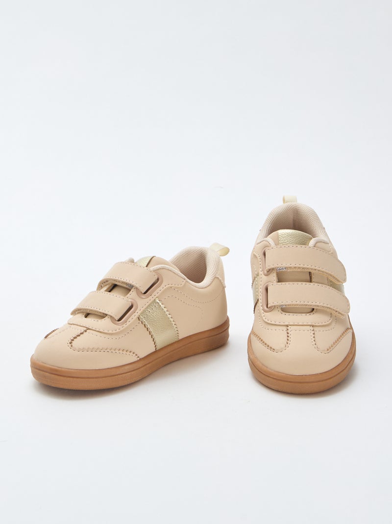 Low-Top Sneakers with Hook and Loop Fasteners White - Kiabi