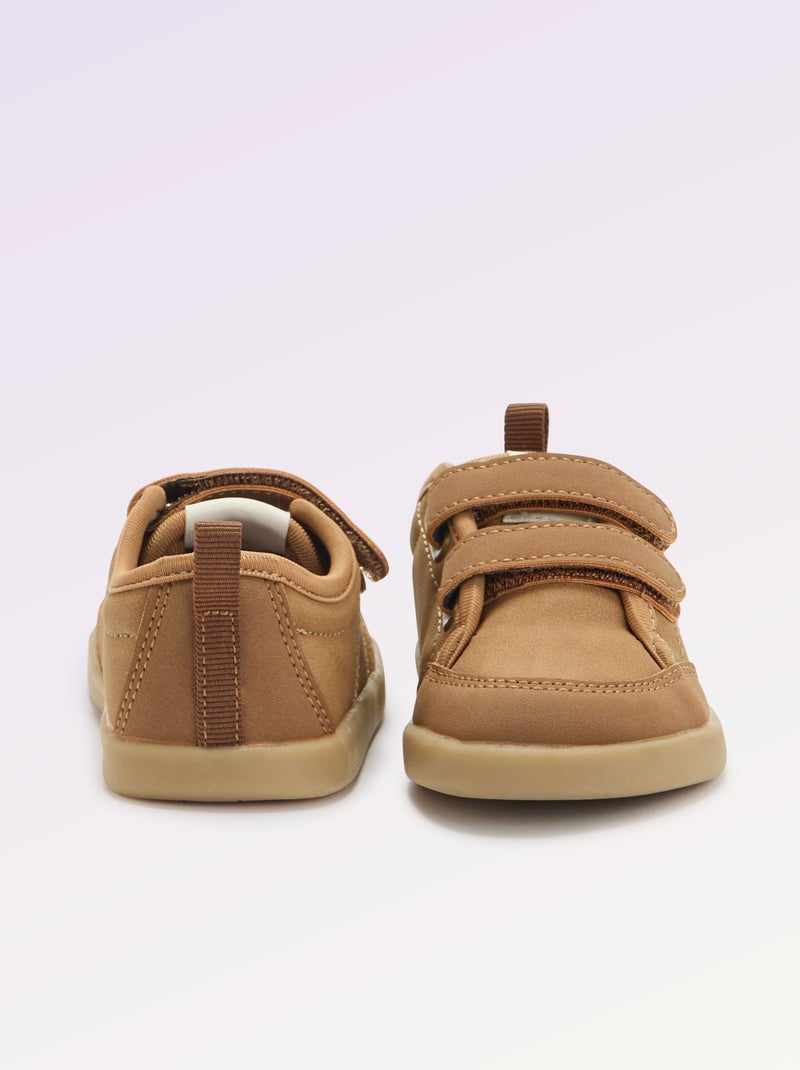 Low-top sneakers with hook-and-loop fastening Yellow - Kiabi