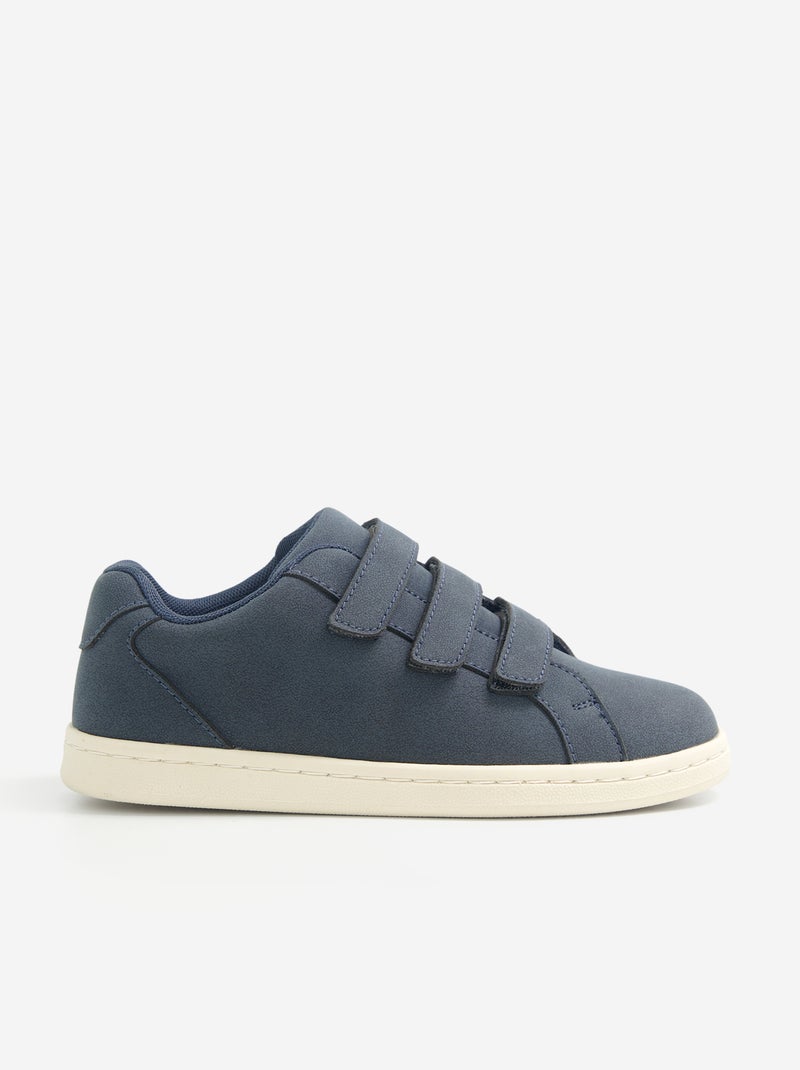 Low-top sneakers with hook-and-loop straps Blue - Kiabi
