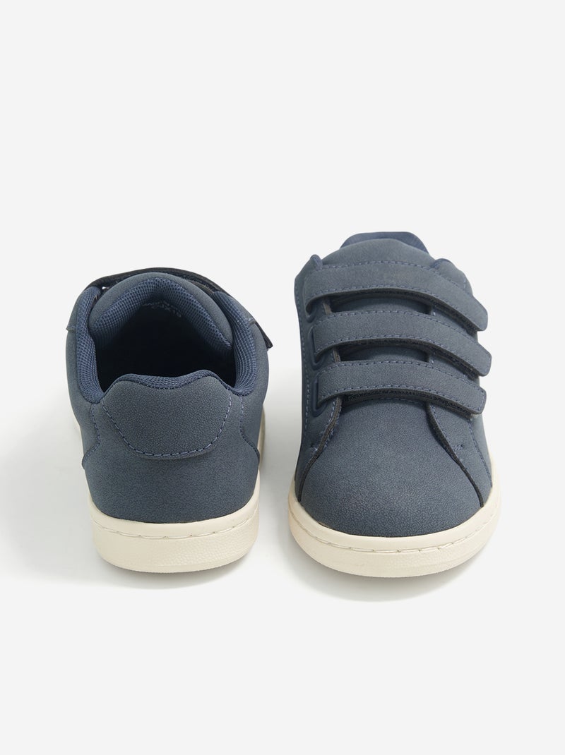 Low-top sneakers with hook-and-loop straps Blue - Kiabi