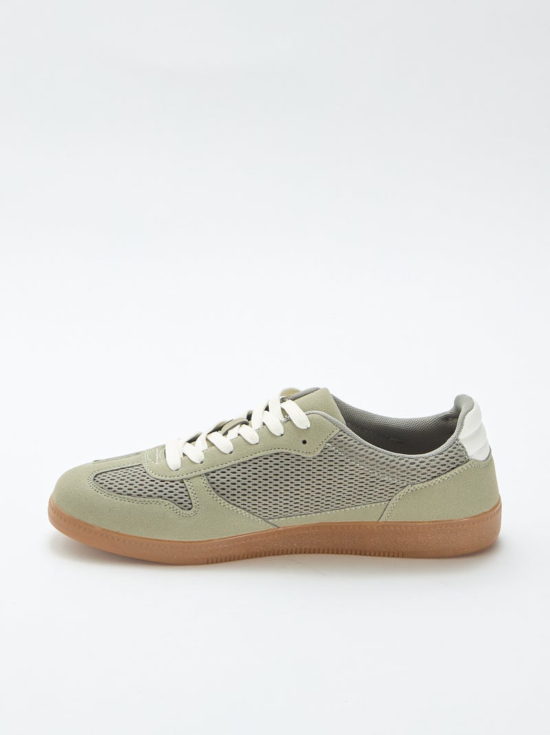 Low-top sneakers with textile details Green - Kiabi