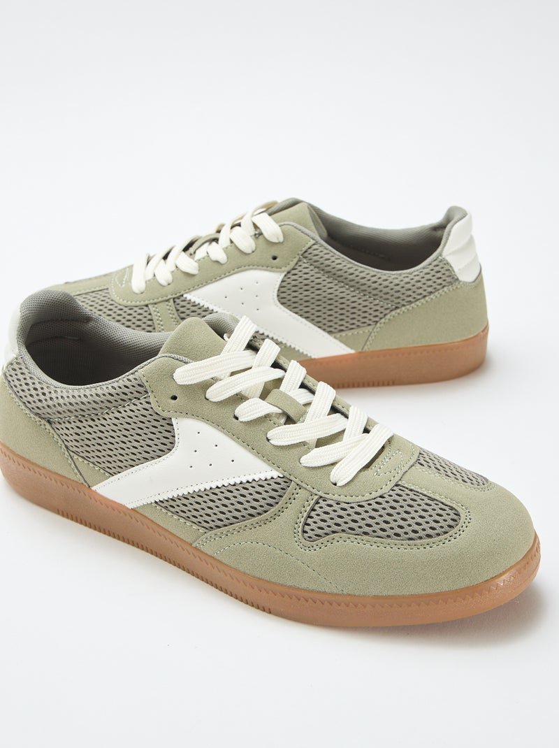 Low-top sneakers with textile details Green - Kiabi