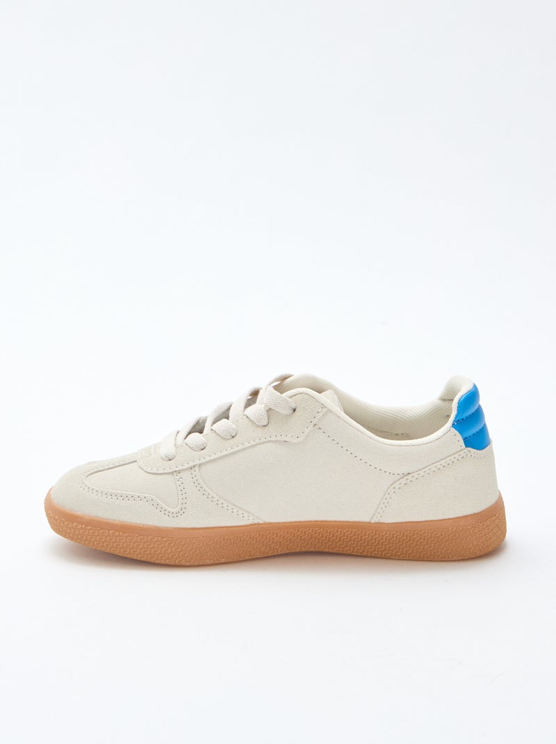 Low-Top Suede Sneakers with Contrasting Detail Blue - Kiabi