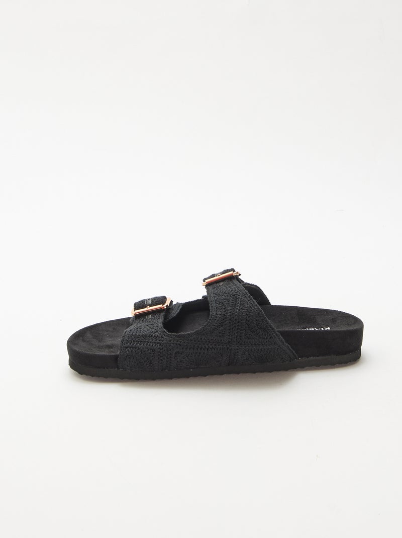 Macramé Double Strap Mules Black - Kiabi