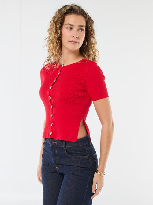 Maglia a maniche corte con bottoni decorativi - Kiabi