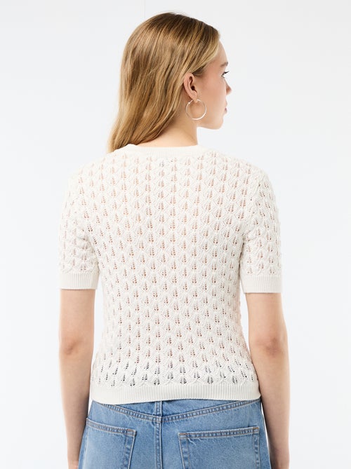 Maglia a maniche corte in crochet traforato - Kiabi