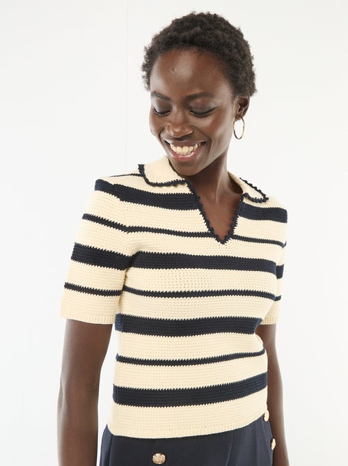 Maglia a righe senza maniche con colletto polo - Kiabi