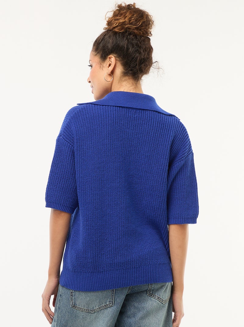 Maglia stile polo con scollo a V Blu - Kiabi
