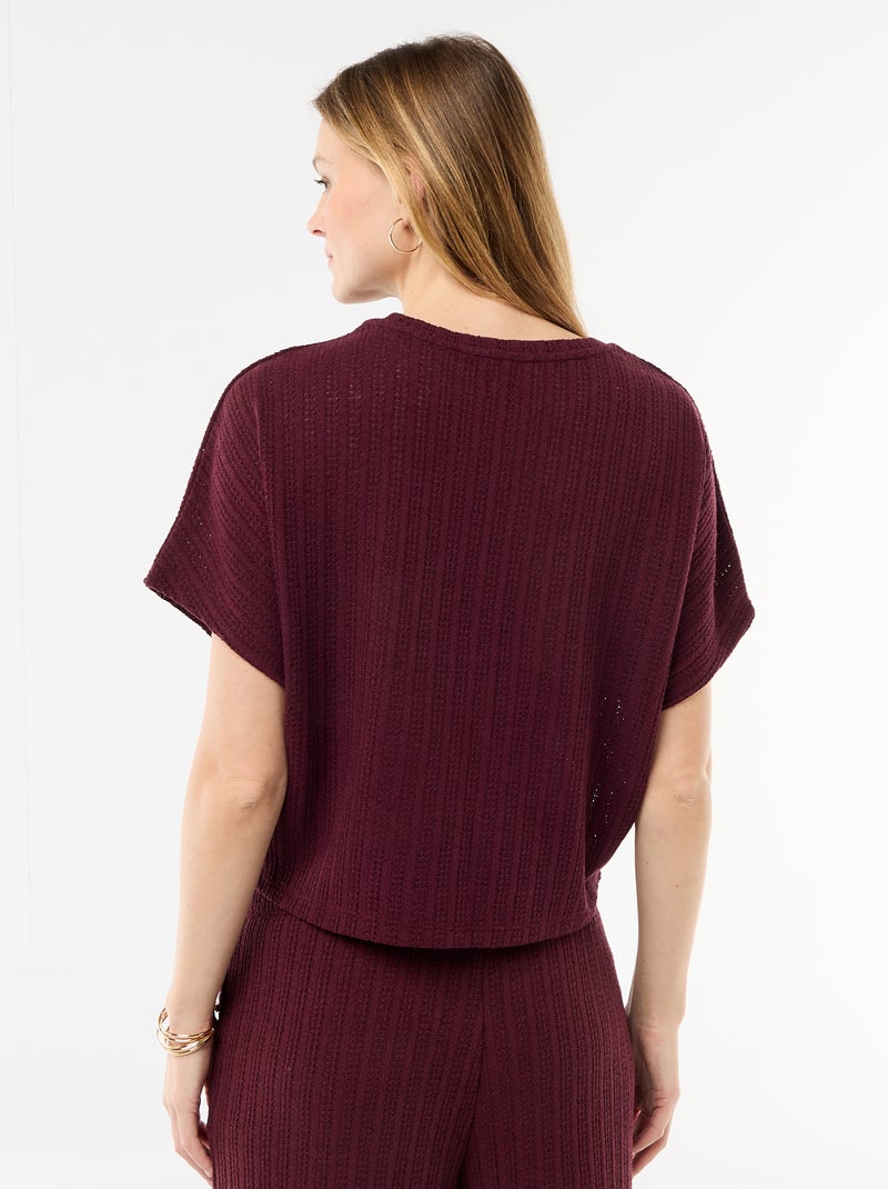 Maglia traforata a maniche corte Rosso - Kiabi