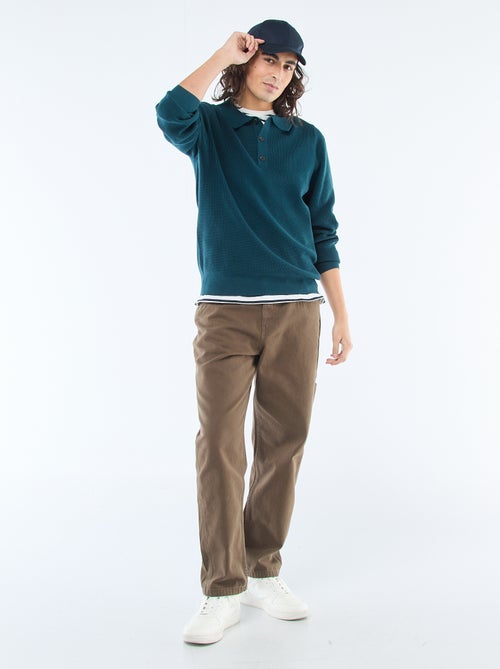 Maglia waffle con colletto polo - Kiabi
