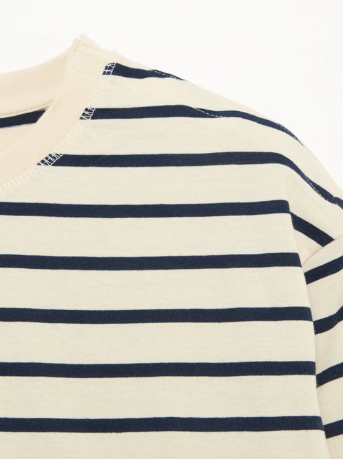 Maglietta a righe marinare con spalla a strappo - collezione facile da indossare - Kiabi