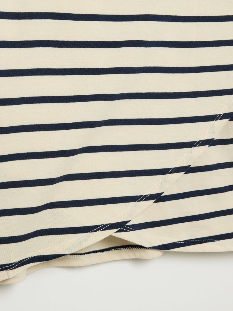 Maglietta a righe marinare con spalla a strappo - collezione facile da indossare Bianco - Kiabi
