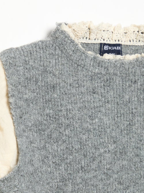 Maglioncino con fiocchi e maniche in voile di cotone - Kiabi