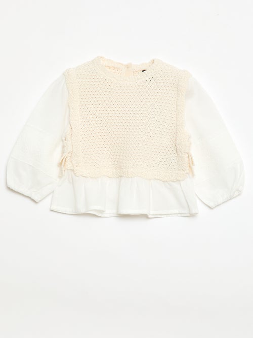 Maglione 2 in 1 maglia tricot + doppia garza di cotone - Kiabi
