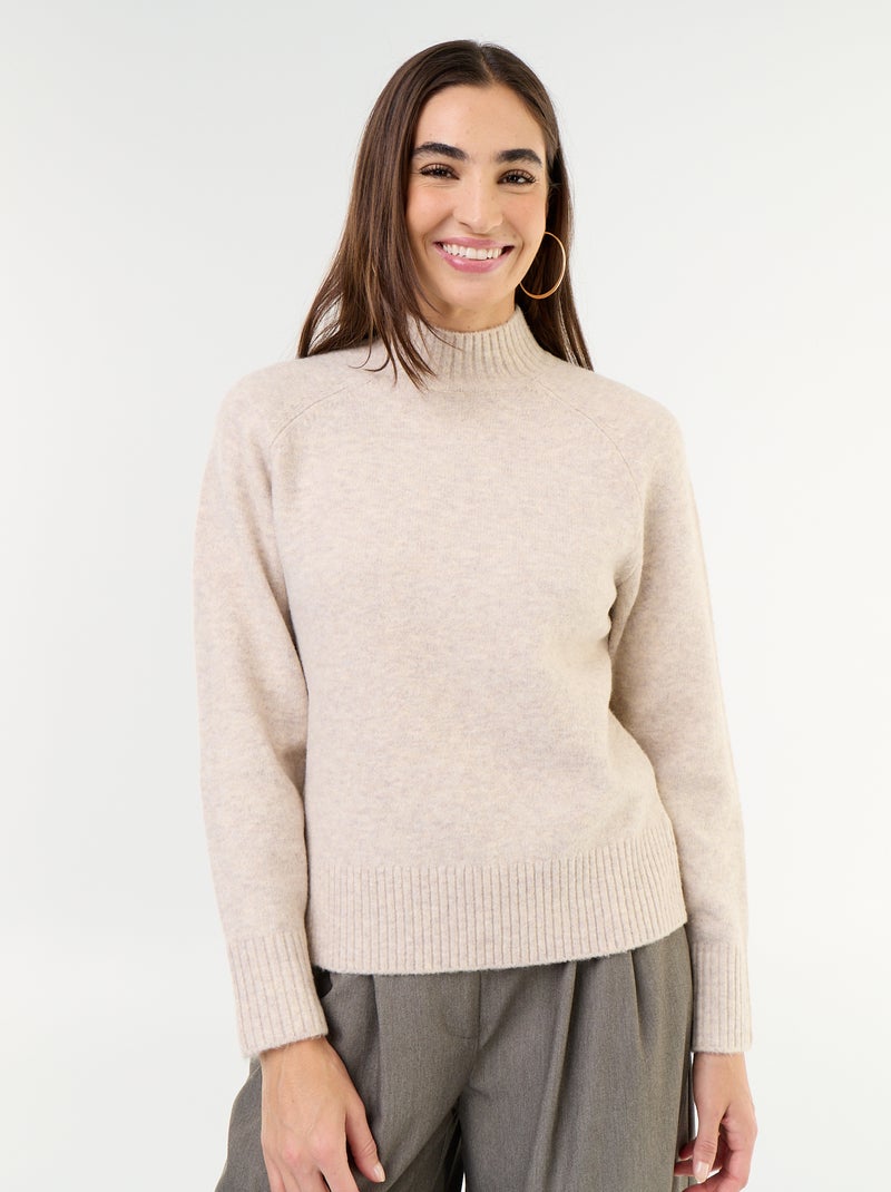 Maglione a collo alto a costine Beige - Kiabi