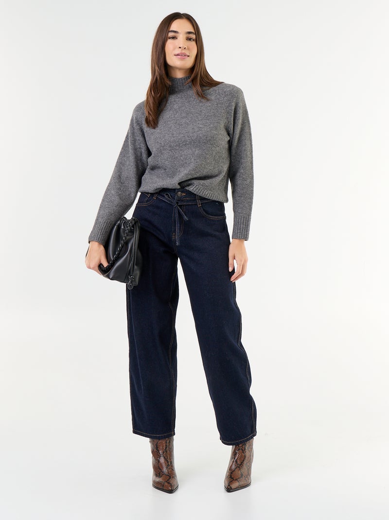 Maglione a collo alto a costine Grigio - Kiabi