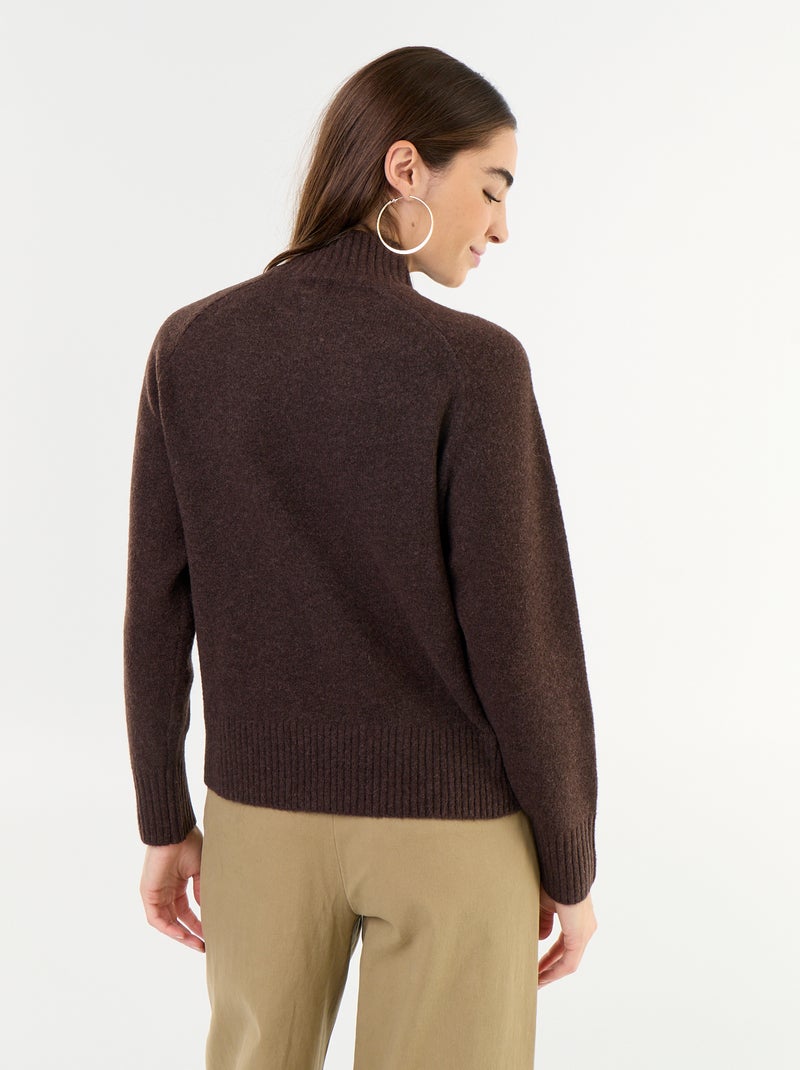 Maglione a collo alto a costine Marrone - Kiabi