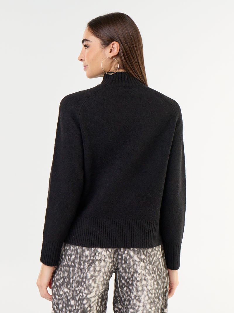 Maglione a collo alto a costine Nero - Kiabi