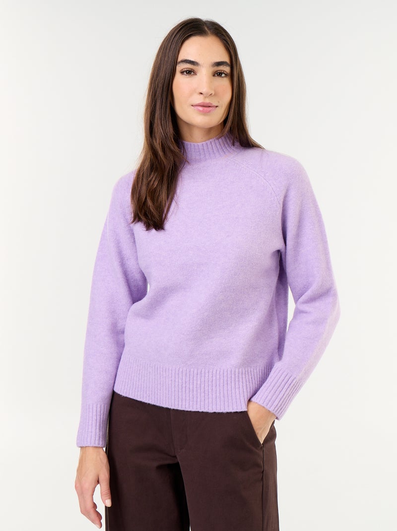 Maglione a collo alto a costine Viola - Kiabi