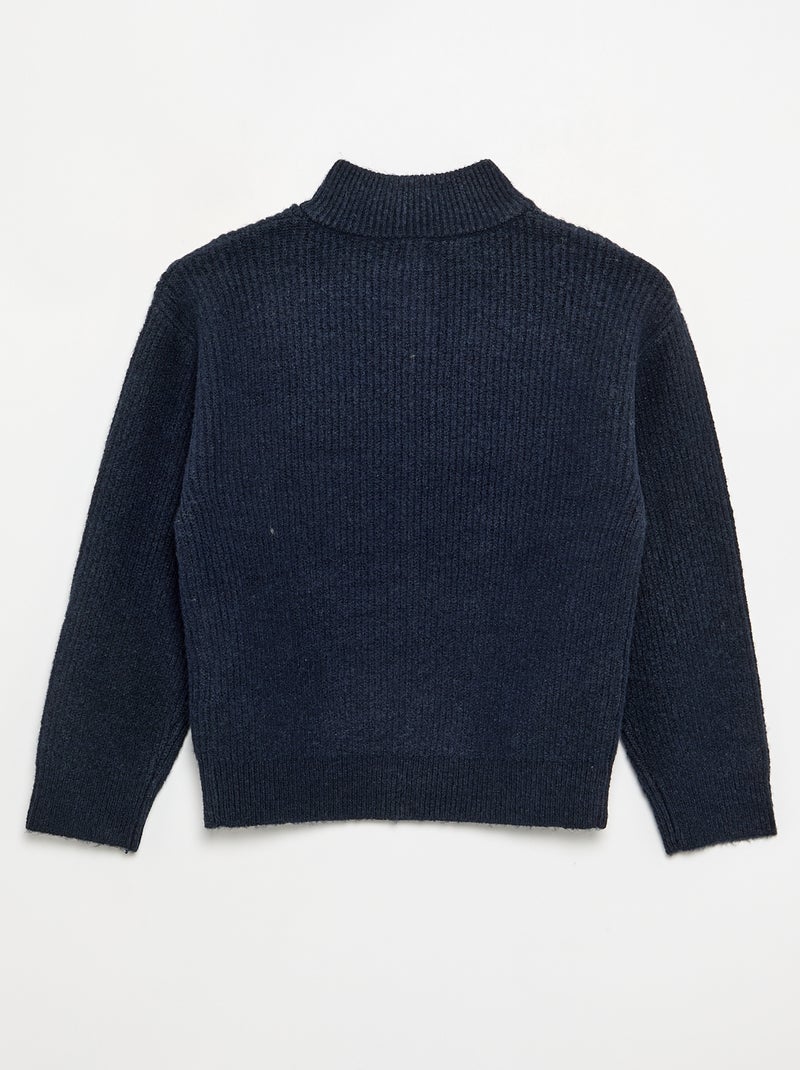 Maglione a collo alto con zip a maglia grossa Blu - Kiabi
