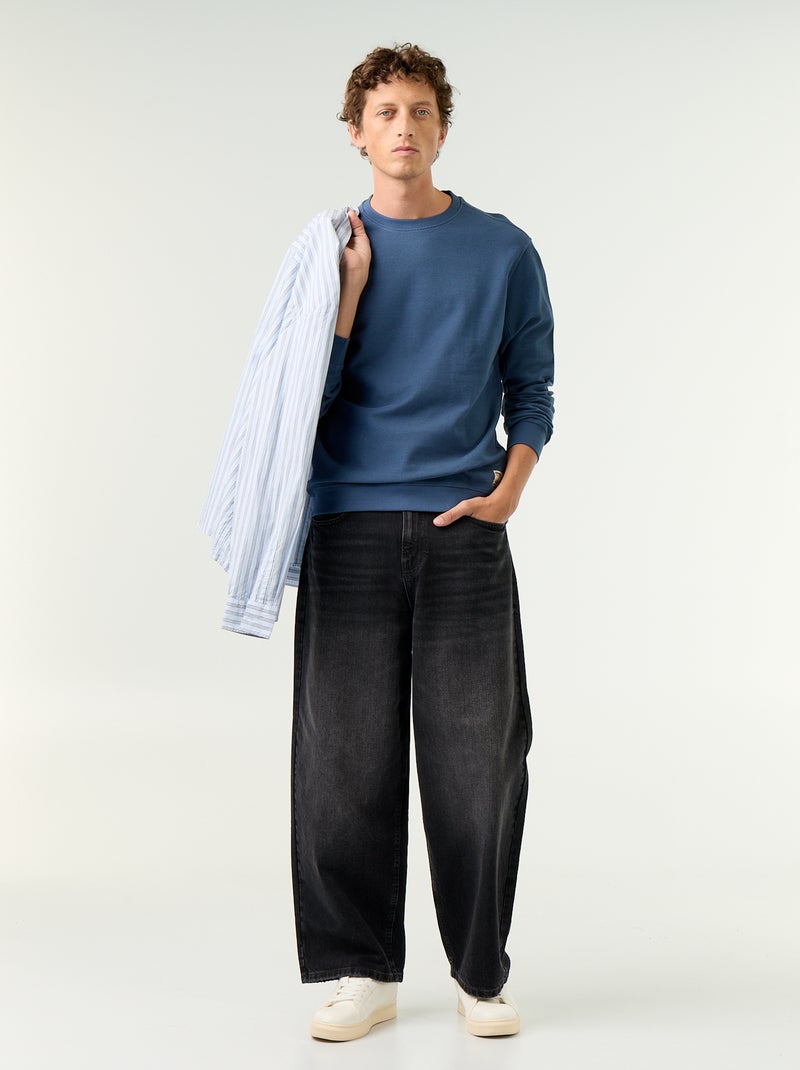 Maglione a costine in maglia fine Blu - Kiabi