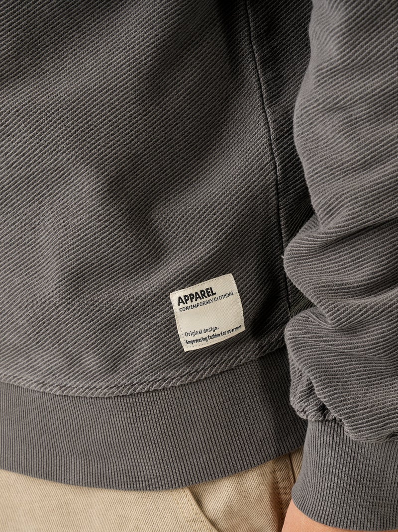 Maglione a costine in maglia fine Grigio - Kiabi