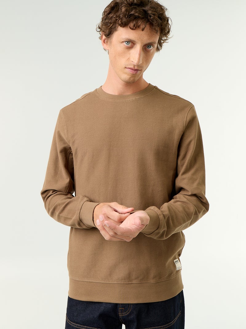 Maglione a costine in maglia fine Marrone - Kiabi
