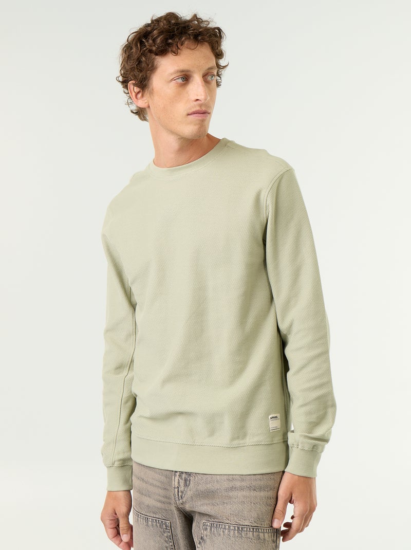 Maglione a costine in maglia fine Verde - Kiabi