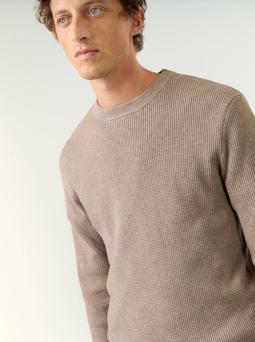 Maglione a maglia waffle girocollo - Kiabi