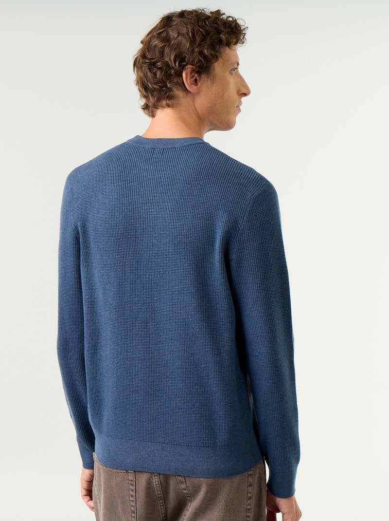Maglione a maglia waffle girocollo Blu - Kiabi