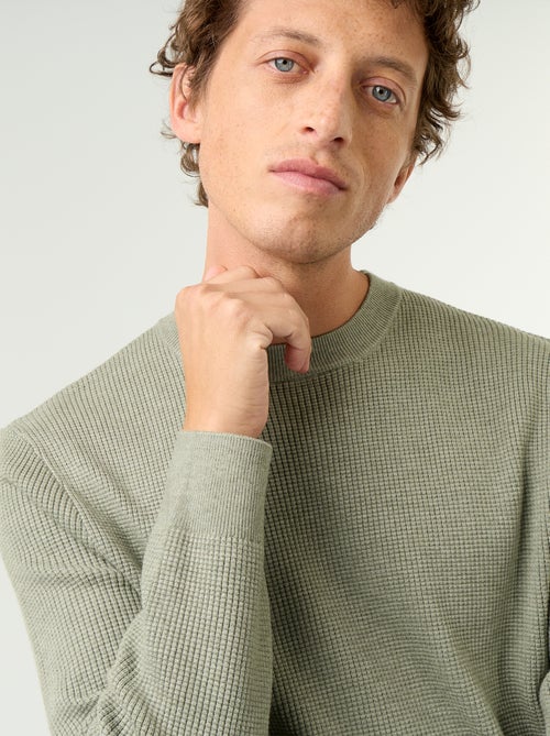 Maglione a maglia waffle girocollo - Kiabi
