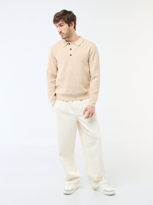 Maglione a nido d'ape con colletto polo - Kiabi