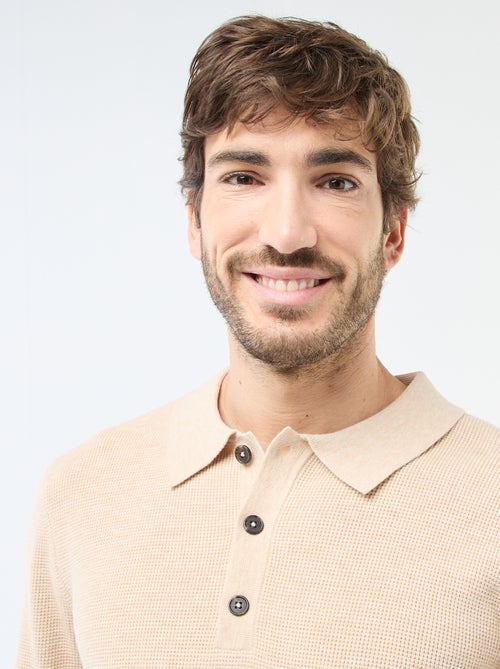 Maglione a nido d'ape con colletto polo - Kiabi