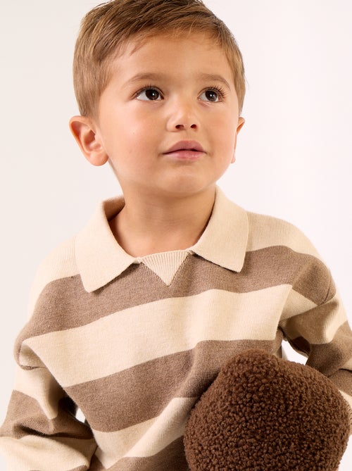Maglione a righe a maniche lunghe e collo polo - Kiabi