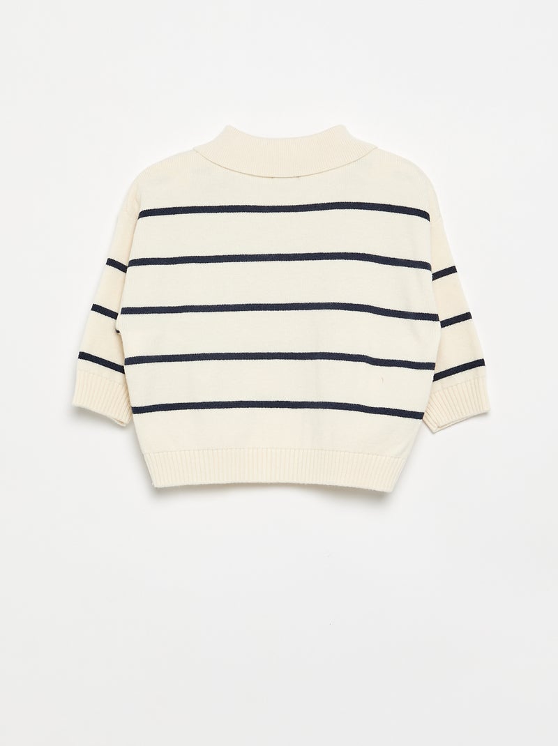 Maglione a righe a maniche lunghe e collo polo Beige - Kiabi