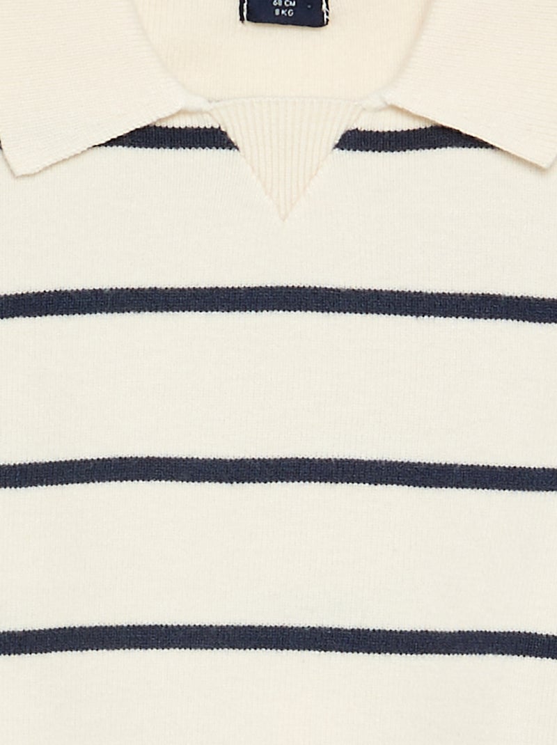 Maglione a righe a maniche lunghe e collo polo Beige - Kiabi