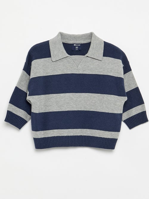 Maglione a righe a maniche lunghe e collo polo - Kiabi