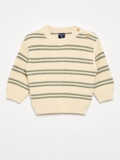 Maglione a righe con abbottonatura sulla spalla - Kiabi