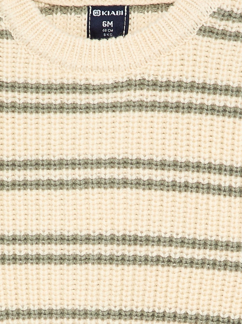 Maglione a righe con abbottonatura sulla spalla Bianco - Kiabi