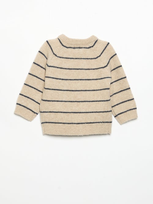 Maglione a righe con apertura abbottonata sul collo - Kiabi Maglione a righe con apertura abbottonata sul collo - Kiabi